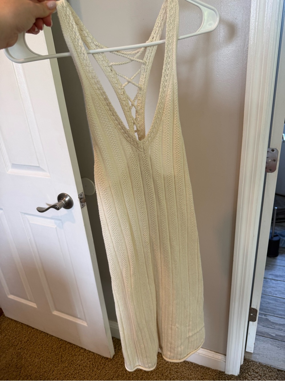 AE Cream Crochet Knit Sleeveless Dress size S